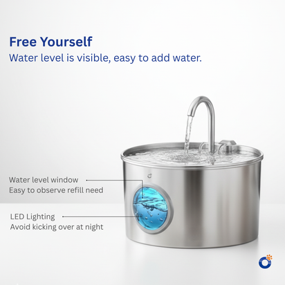 Petvou™ Stainless Steel Water Fountain (3.2L) | Automatic Pet Water Dispenser