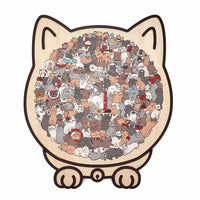 Whimsical Cat-shaped Wooden Jigsaw Puzzle